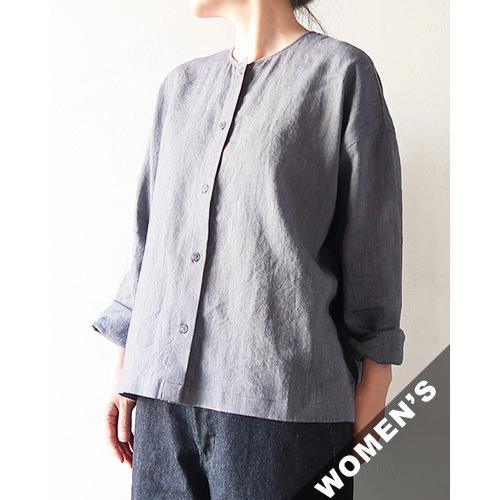 長袖ブラウス 水撚りリネンノーカラー eva 未使用級✨evam アイボリー E N I L N O t e n i b a c - 水撚りリネンノースリーブ | eva evam F トップス