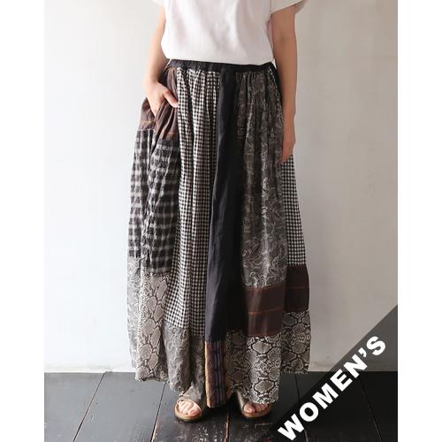 KAPITAL KOUNTRY ヴィンテージ加工 パッチワーク スカート KAPITAL KOUNTRY ヴィンテージ加工 パッチワーク スカート