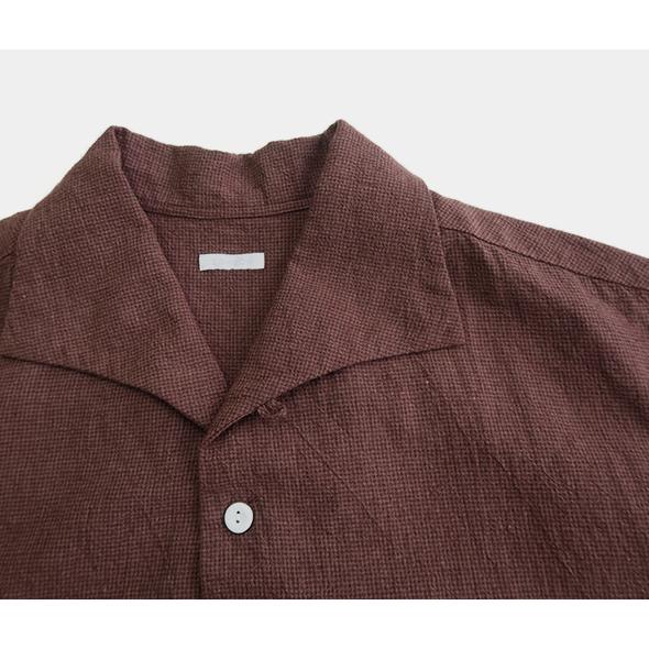 ソウボウ シャツ SOWBOW メンズ SHIRT-A - LINEN COTTON HOUNDS TOOTH