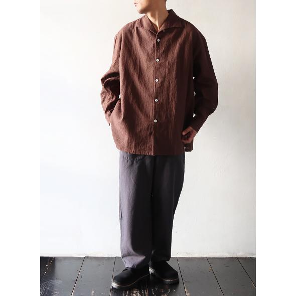 ソウボウ シャツ SOWBOW メンズ SHIRT-A - LINEN COTTON HOUNDS TOOTH