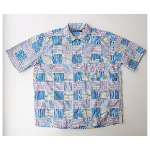 TIGRE BROCANTE 半袖シャツ 青とベージュストライプ 563e7fd554f8829ac25624c6eebff6