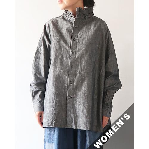 25ss Yarmo DUNGAREE RUFFLE SHIRTS シャツ Yarmo ヤーモ | Dungaree Ruffle Shirts Col : Black 公式通販