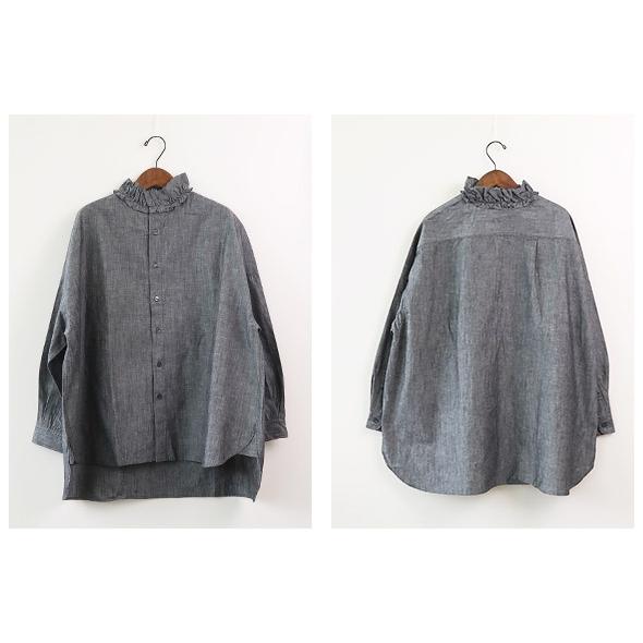 25ss Yarmo DUNGAREE RUFFLE SHIRTS シャツ Yarmo - Dungaree Ruffle Shirts - WHITE ヤーモ ダンガリー