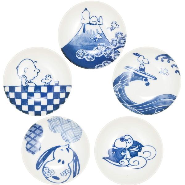 ハーモニック ピーナッツ snoopy スヌーピー 染付 木箱入豆皿揃