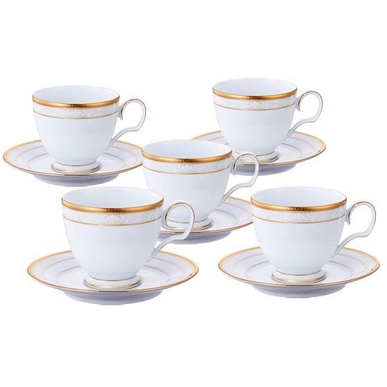 ノリタケ 【ノリタケ】ハンプシャーゴールド ティー・コーヒー碗皿5客 