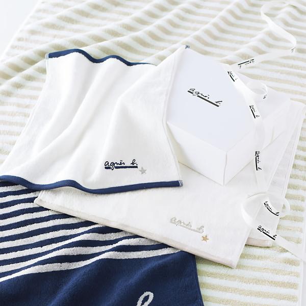 今週終了～アニエスｂ．のバス＆フェイスタオル　２枚セット　黒×白　新品 楽天市場】agnes b. アニエスベー abマリニエール フェイス