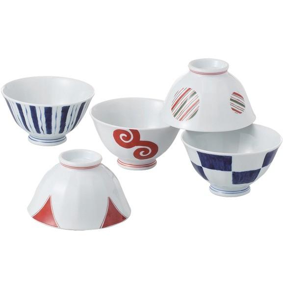 有田焼】≪波佐見焼≫ 染錦モダン 飯碗揃(ご飯茶碗5客セット) : ギフト