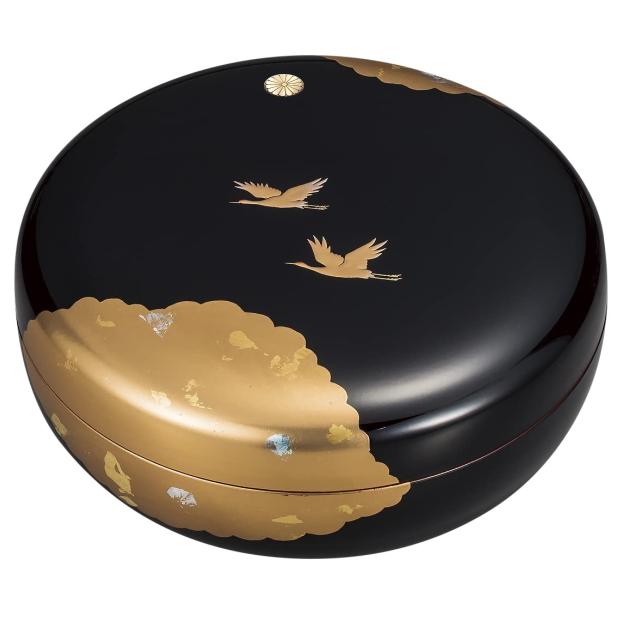 山中漆器 菊紋入り菓子器 光輝 (黒) : ギフトハウスタカノYahoo!店 
