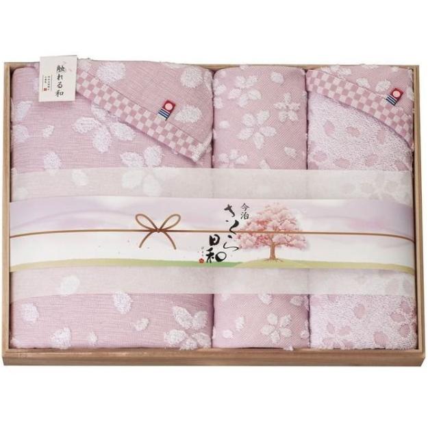 今治タオル＜さくら日和 宴＞木箱入りバスタオルセット 日本製