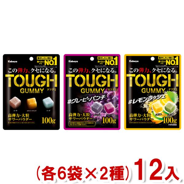 Kabaya カバヤ 100g タフグミ (各6袋×2種)12入 (ハードグミ グミ お