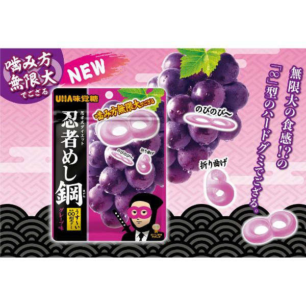 味覚糖 45g 忍者めし鋼 はがね グレープ味 (10×3)30入 (ハードグミ ぶどう グミ お菓子 おやつ 景品) (Y80) 本州一部送料無料｜takaoka｜05