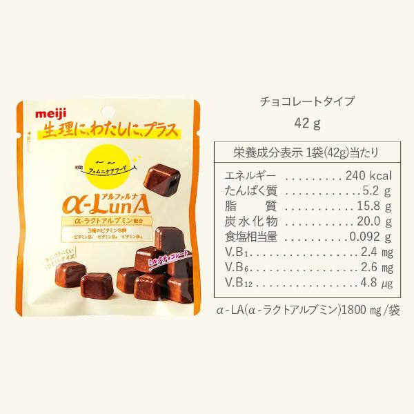 明治 42g フェムニケアフード α-LunA ミルクチョコレート (10×2)20入 (お菓子 まとめ買い) (Y80) 本州一部送料無料｜takaoka｜07