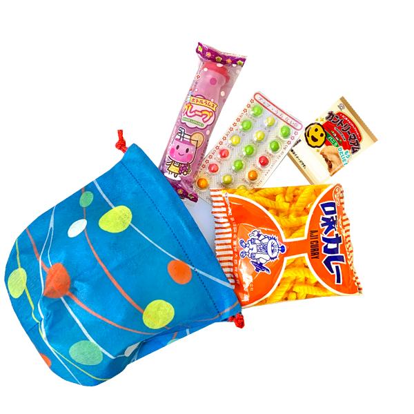 まき プチギフト 縁日＊水風船巾着お菓子詰め合わせ8セット お菓子 詰め合わせ 4点セット おてだま巾着 (水風船・レモン)(1袋