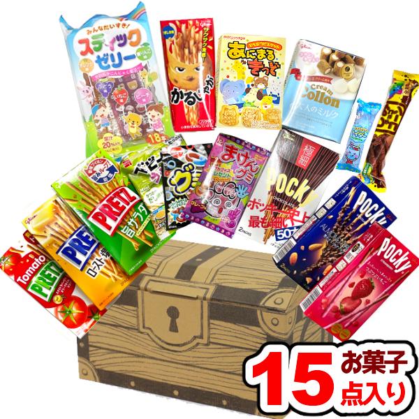グリコ（glico） お菓子 駄菓子 詰め合わせ (15点 宝箱×1個) (祭り お