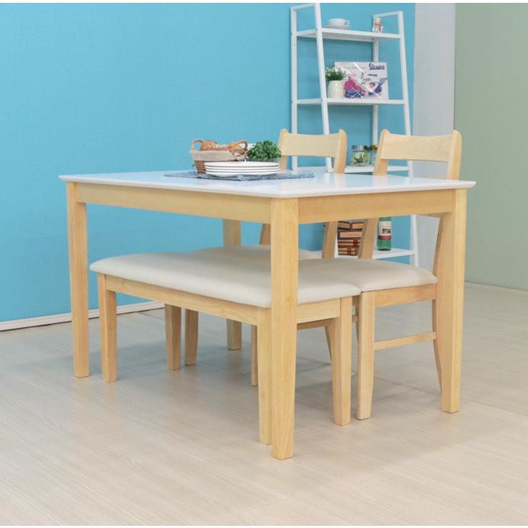 ダイニングテーブルセット 4点 幅120cm/95cmベンチ/チェア2脚 4人掛け