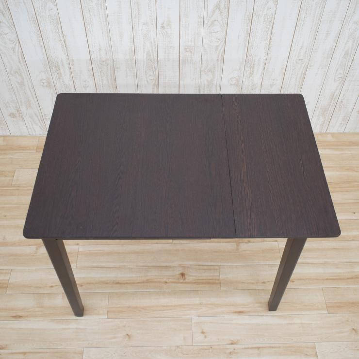 伸縮式 ダイニングテーブル3点セット ダークブラウン色 2人 幅60/90cm