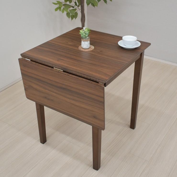 ダイニングテーブル 伸縮式 幅60/90cm ウォールナット色 木製 mac90bata360wn 2人用 コンパクト 北欧風 バタフライ