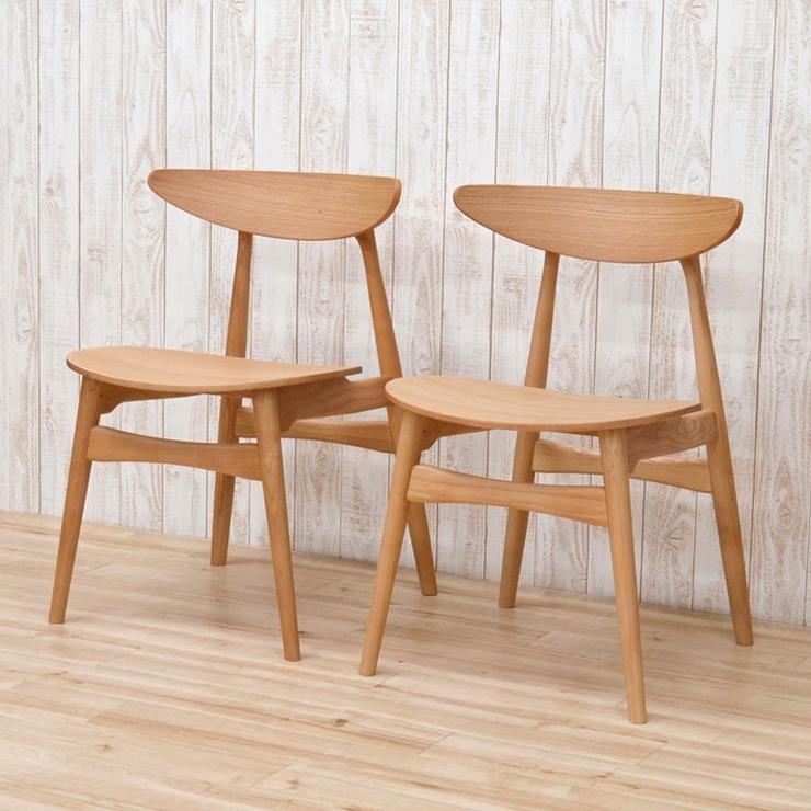 ダイニングチェア 2脚セット 完成品 木製 板座 クッション marut-ch