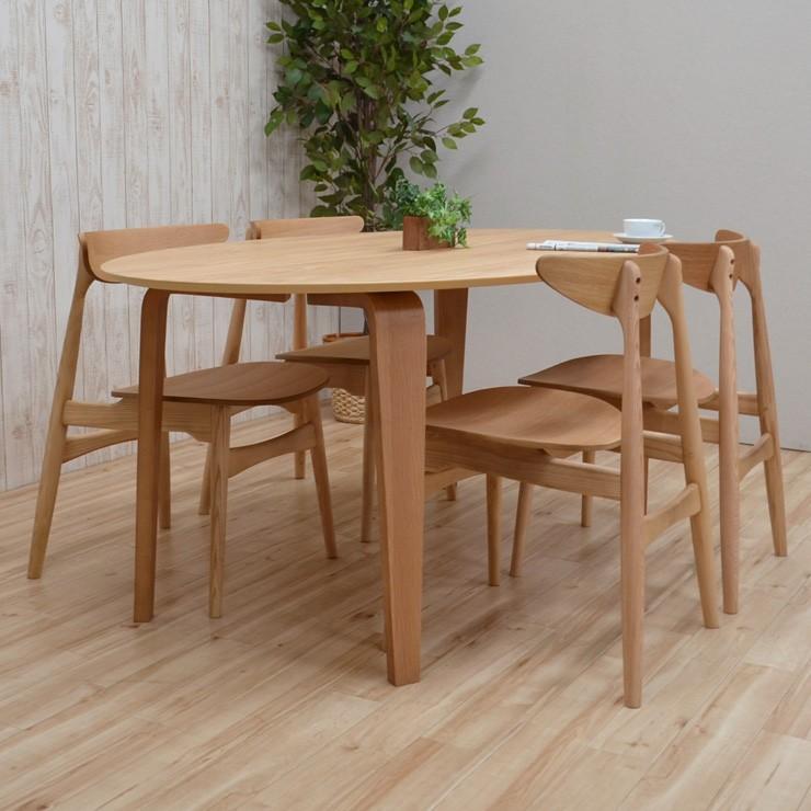 楕円 ダイニングテーブルセット 幅180cm 4人掛け用 ファブリック 板座