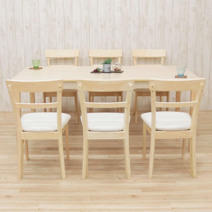 クリア塗装 幅170cm ダイニングテーブルセット 7点 meri170-7-360 白木 クリア 北欧 カフェ 木製 6人用 シンプル カフェ風 32s-4k so hg_6
