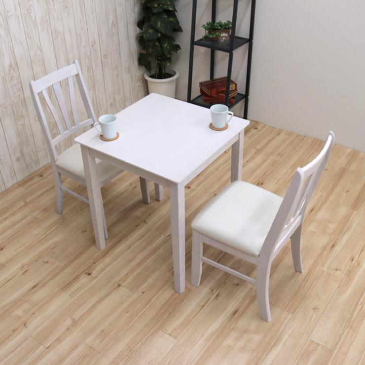 ダイニングテーブル3点セット 幅60cm 2人掛け mindi60-3-371-y ホワイトウォッシュ色 白 イス2脚 木目 北欧 カントリー 10s-2k-159/194 so_7