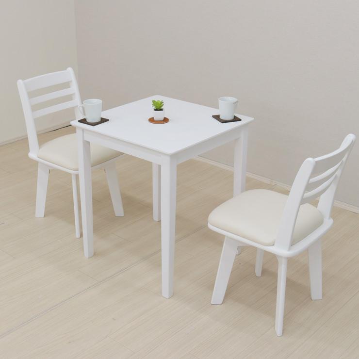 ダイニングテーブルセット 3点 幅60cm×60cm ホワイト色 白色 pt60-3-kent371wh 回転椅子 イス 2人用 カフェ シンプル 7s-2k-159/155 hg｜takara21｜05