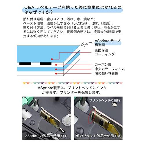 5個 互換 テプラ 12mm 白 白地黒文字 テープカート リッジ と互換性のある キン｜takara777｜04