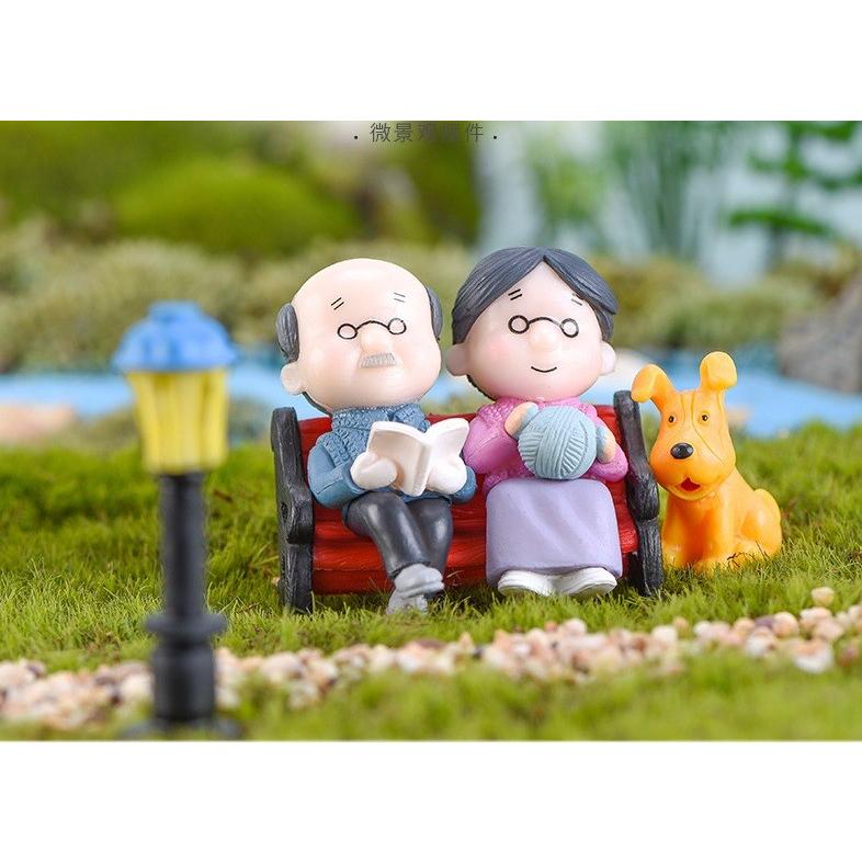 ミニ人形 公園椅子おじいさんおばあさん3セット テラリウム フィギュア