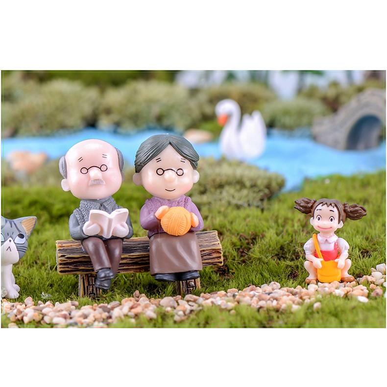 ミニ人形 公園椅子おじいさんおばあさん3セット テラリウム フィギュア
