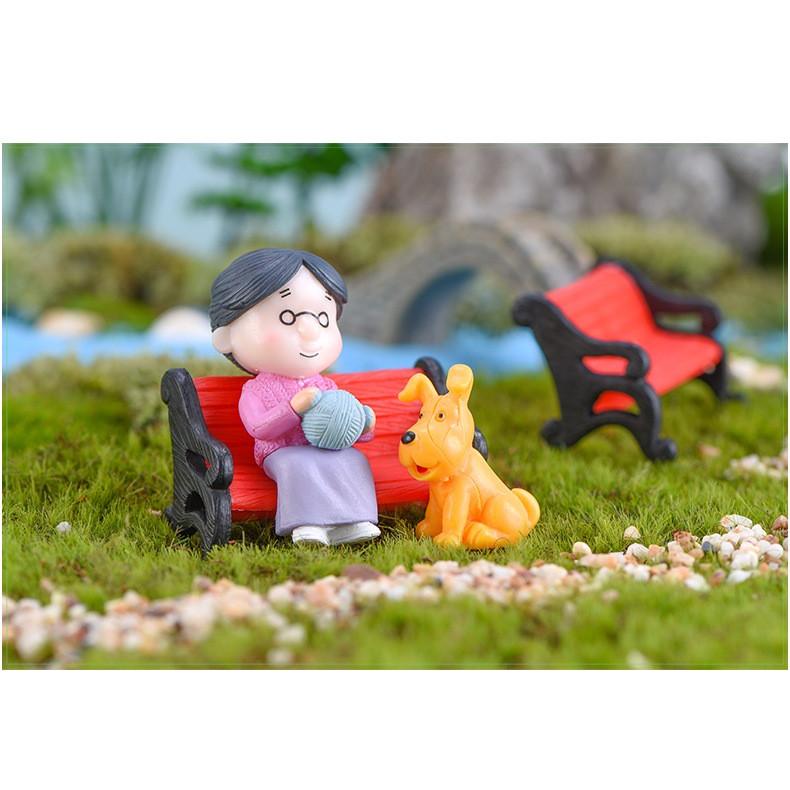 ミニ人形 公園椅子おじいさんおばあさん3セット テラリウム フィギュア