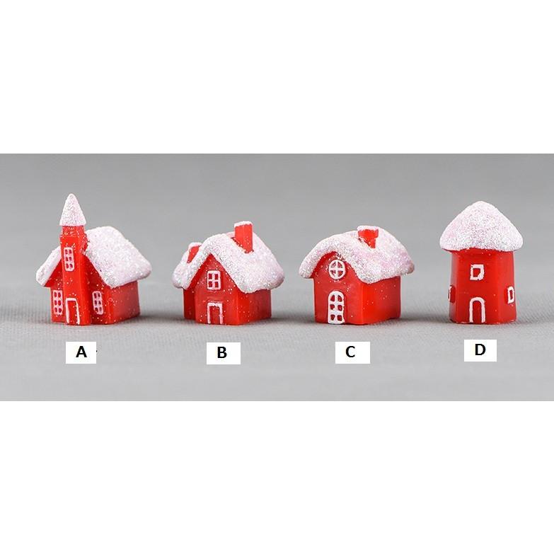 スノードーム 赤い雪景色建物 クリスマスオブジェ テラリウム