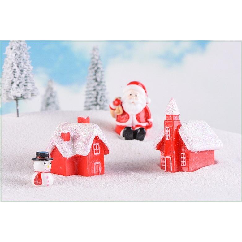 スノードーム 赤い雪景色建物 クリスマスオブジェ テラリウム