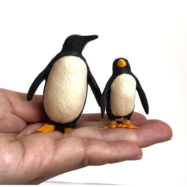 動物フィギュア ペンギン親子 2体 ミニ スノードーム 動物園 おもちゃ
