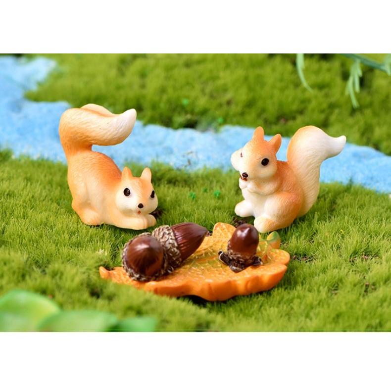 動物フィギュア リス どんぐり 紅葉 5個 テラリウム フィギュア