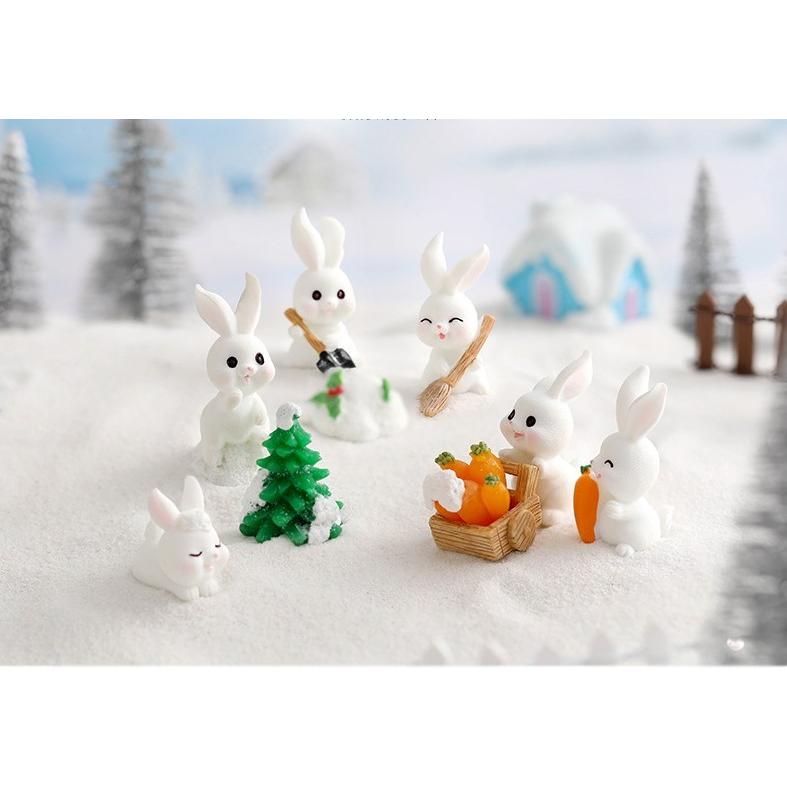 動物フィギュア 雪 うさぎ クリスマスツリー 雪だるま 押し車