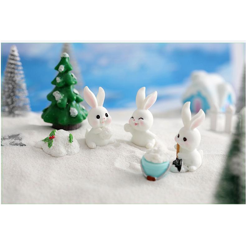 動物フィギュア 雪 うさぎ クリスマスツリー 雪だるま 押し車