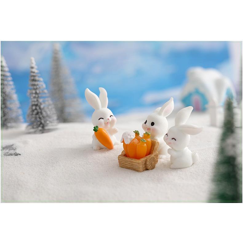 動物フィギュア 雪 うさぎ クリスマスツリー 雪だるま 押し車