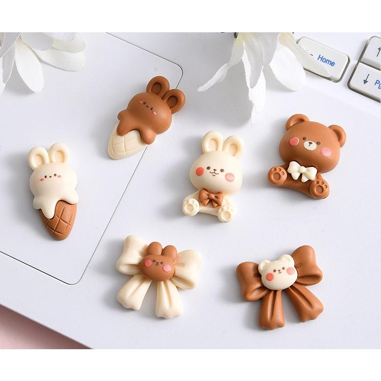 デコパーツ うさぎ2色 デコレーションパーツ デコ電 ハンドメイド