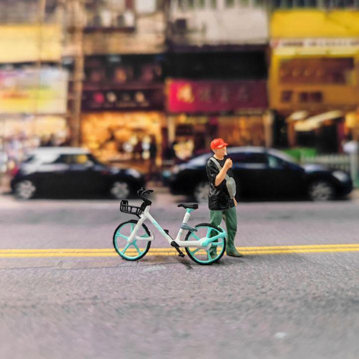 HO人形 情景コレクション ジオラマ人形 1:64 自転車 タバコ人形