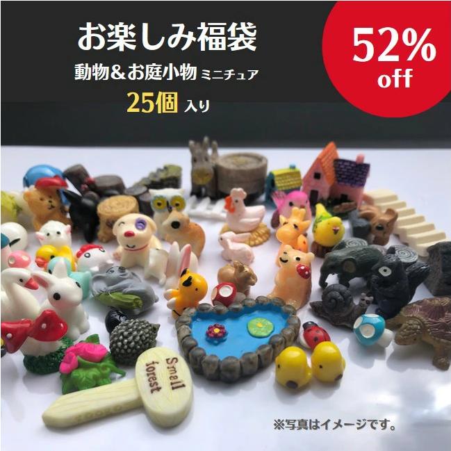 動物とお庭小物ミニチュア 25個入り 52％off 福袋 うさぎ 犬 にわとり 羊 はりねずみ  ミニフィギュア コケリウム ジオラマ 箱庭 かわいい ワークショップパーツ（Yahoo!・テラリウム専門店takara）