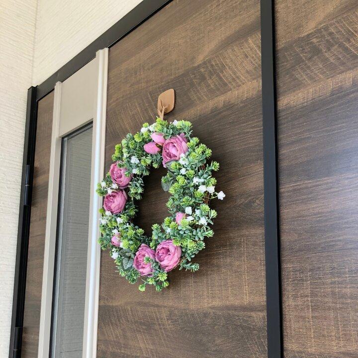 送料無料】造花リース バラ リース 直径30cm 玄関 オールシーズン 屋外