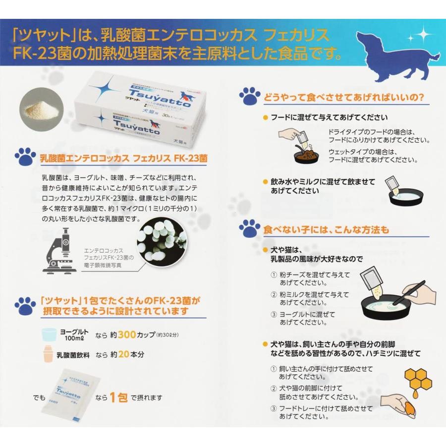 ペット用サプリメント 犬 猫 ペット用品 サプリメント ペット用 濃縮乳酸菌 ソフト顆粒 FK-23 乳酸菌3000億個 Tsuyatto ツヤット 30g 1.0g×30包 ニチニチ製薬｜takarabako2japan｜02