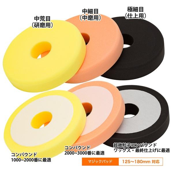スポンジバフ ウレタンバフ 大 185mm径 マジック式 3点セット 中荒目 