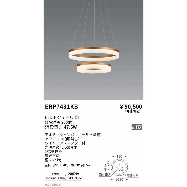 遠藤照明 ERP 7643SB 遠藤照明 ERP 7643SB 調光調色ペンダント