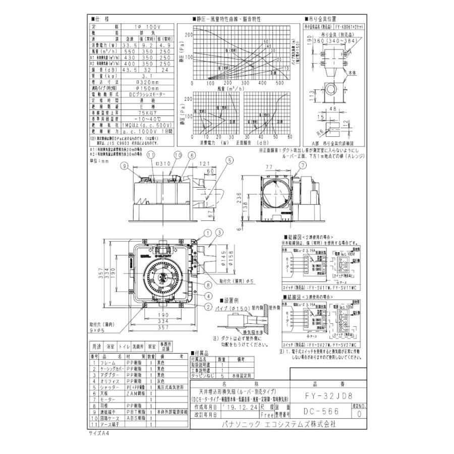 居間用 インテリア形 換気扇 パナソニック 未使用品 店舗 事務所 戸建住宅 パナソニック 居間用 換気扇 FY-13GH2 同時給排/壁埋込形 : S.S