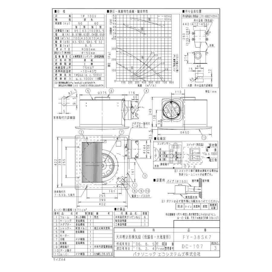 Panasonic パナソニック FY-38SK7 天井埋込形換気扇 ルーバー Panasonic パナソニック FY-38SK7 天井埋込形換気扇 ルーバー