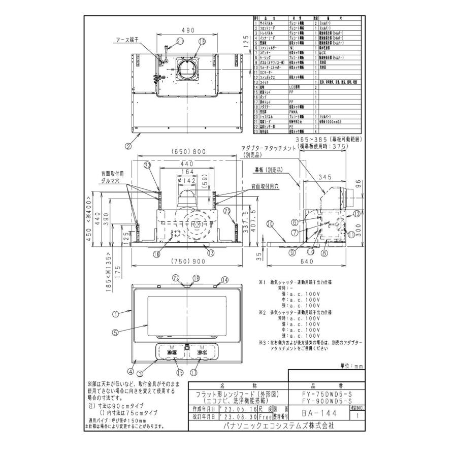 Panasonic パナソニック FY-75DWD5-S レンジフード AIエコナビ Panasonic パナソニック FY-75DWD5-S レンジフード AIエコナビ