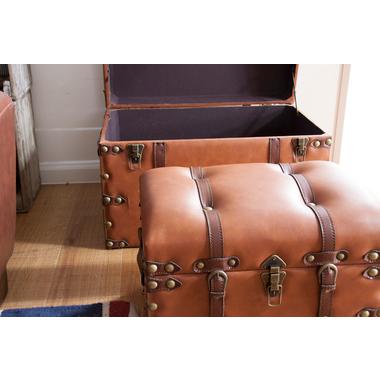 IW-276 東谷 収納家具 収納箱 トランクセット 色：ブラウン ロット1 S:W50×D35.5×H35／L:W66×D41×H46_7