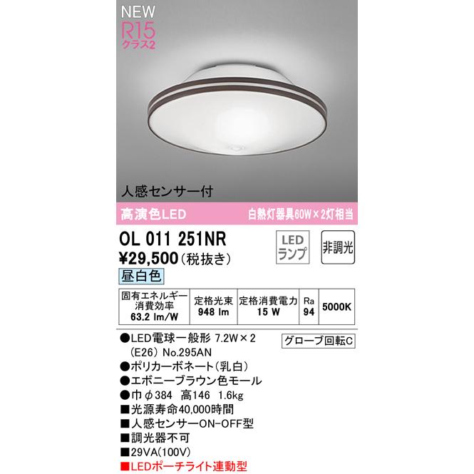 ODELIC（オーデリック） OL011251NR LEDポーチライト連動型シーリング 