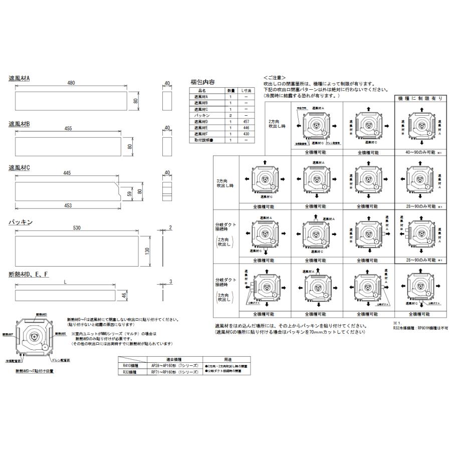 TOSHIBA 日本キヤリア TCB-BC1603U 業務用エアコン 遮風材キット 部材 